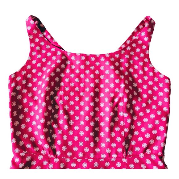 Vintage Esprit Women's Size Medium Pink & White Polka Dot Sleeveless Dress - Picture 2 of 9